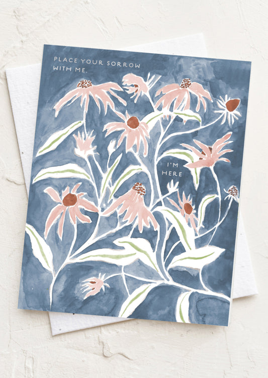 Floral card with text on a white background