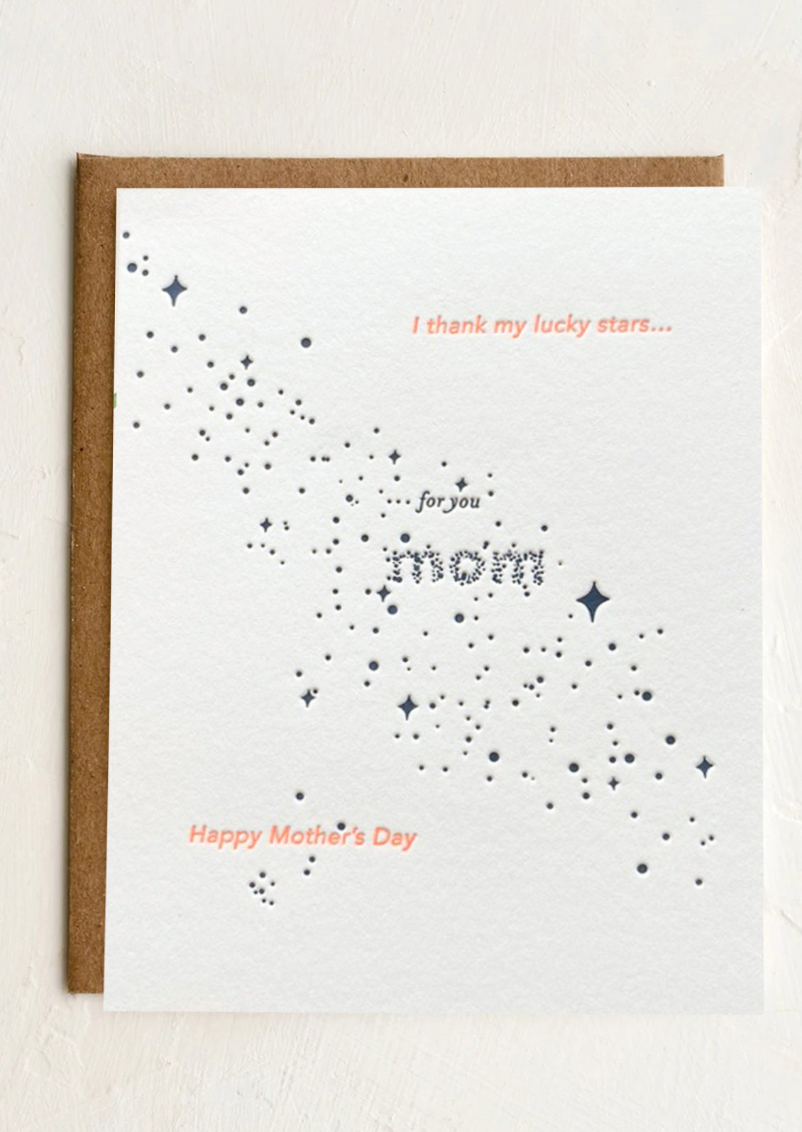 Greeting card with star pattern and text on a white background