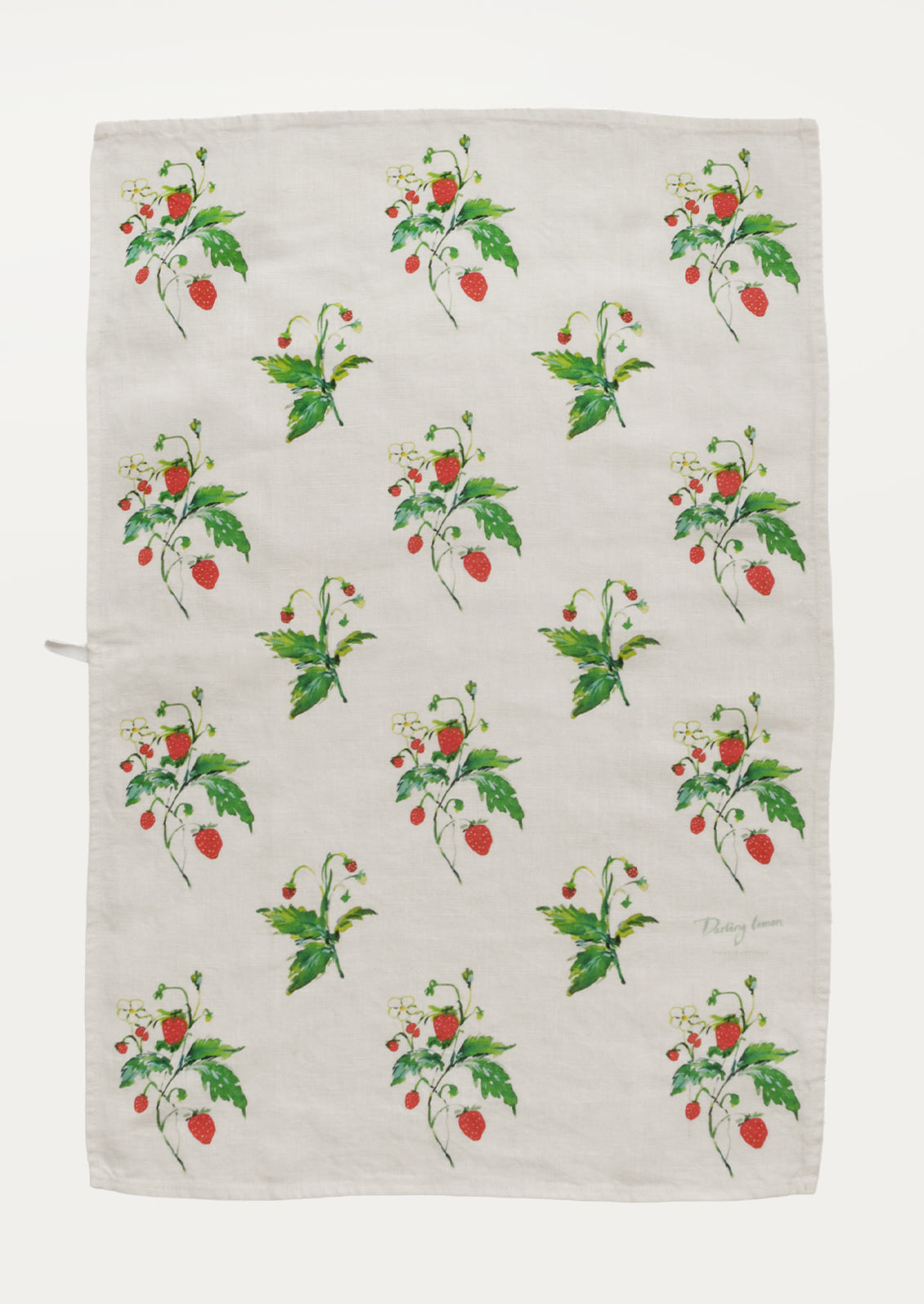 Towel with strawberry pattern on a white background