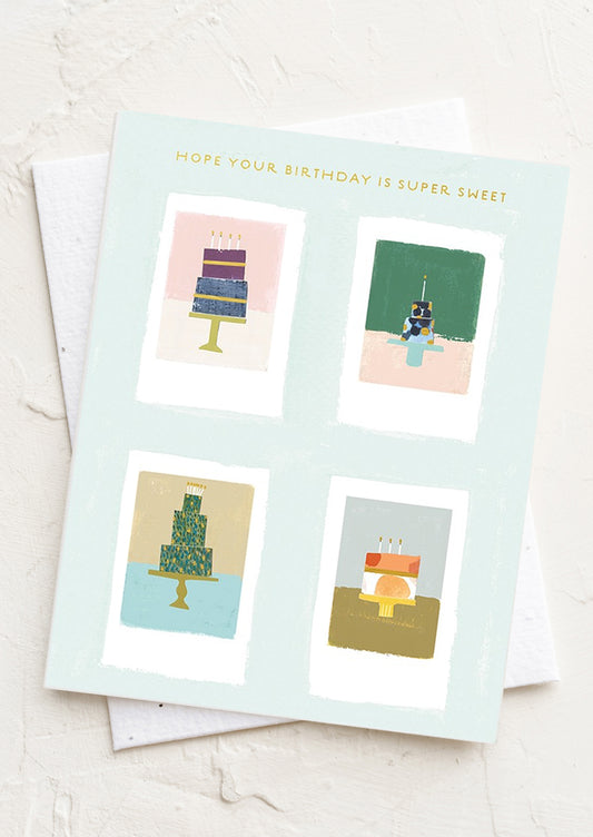 A greeting card reading "Hope your birthday is super sweet".