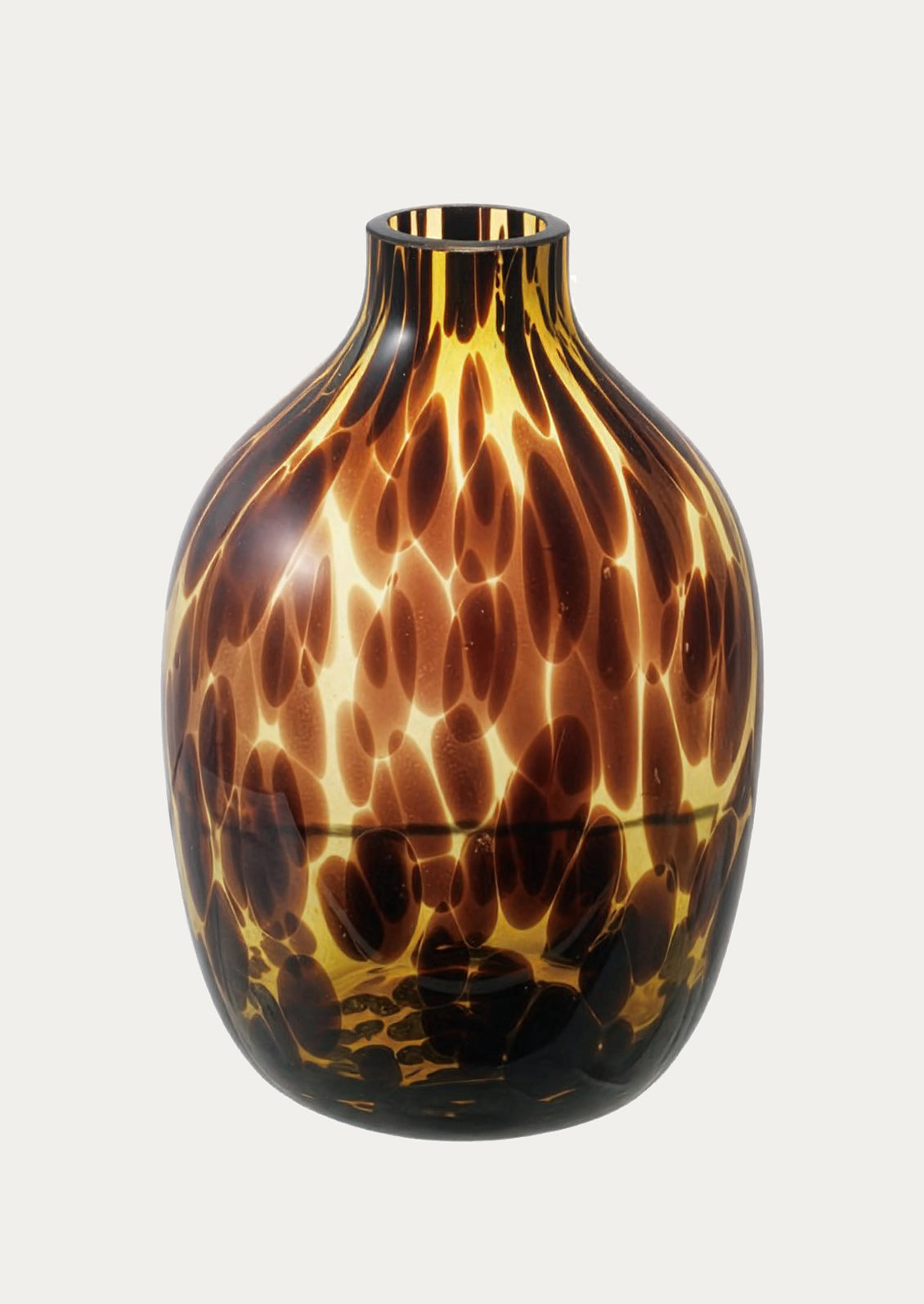 Vase with tortoiseshell pattern on a light gray background