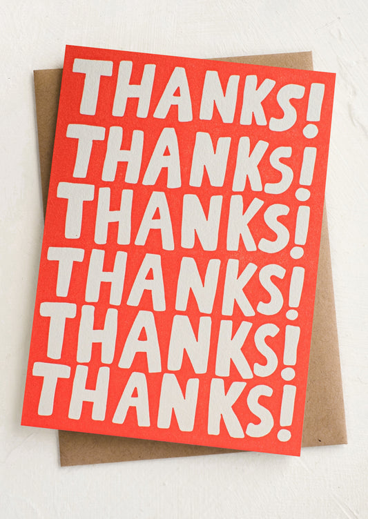 Red card with 'THANKS!' text on a white background