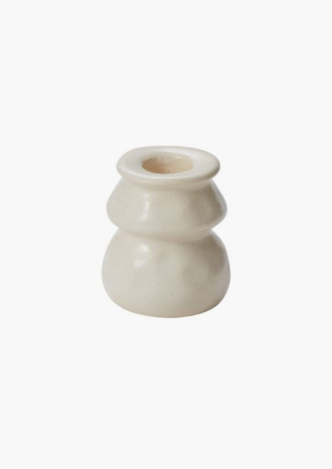 Satin finish ceramic candleholders in white.