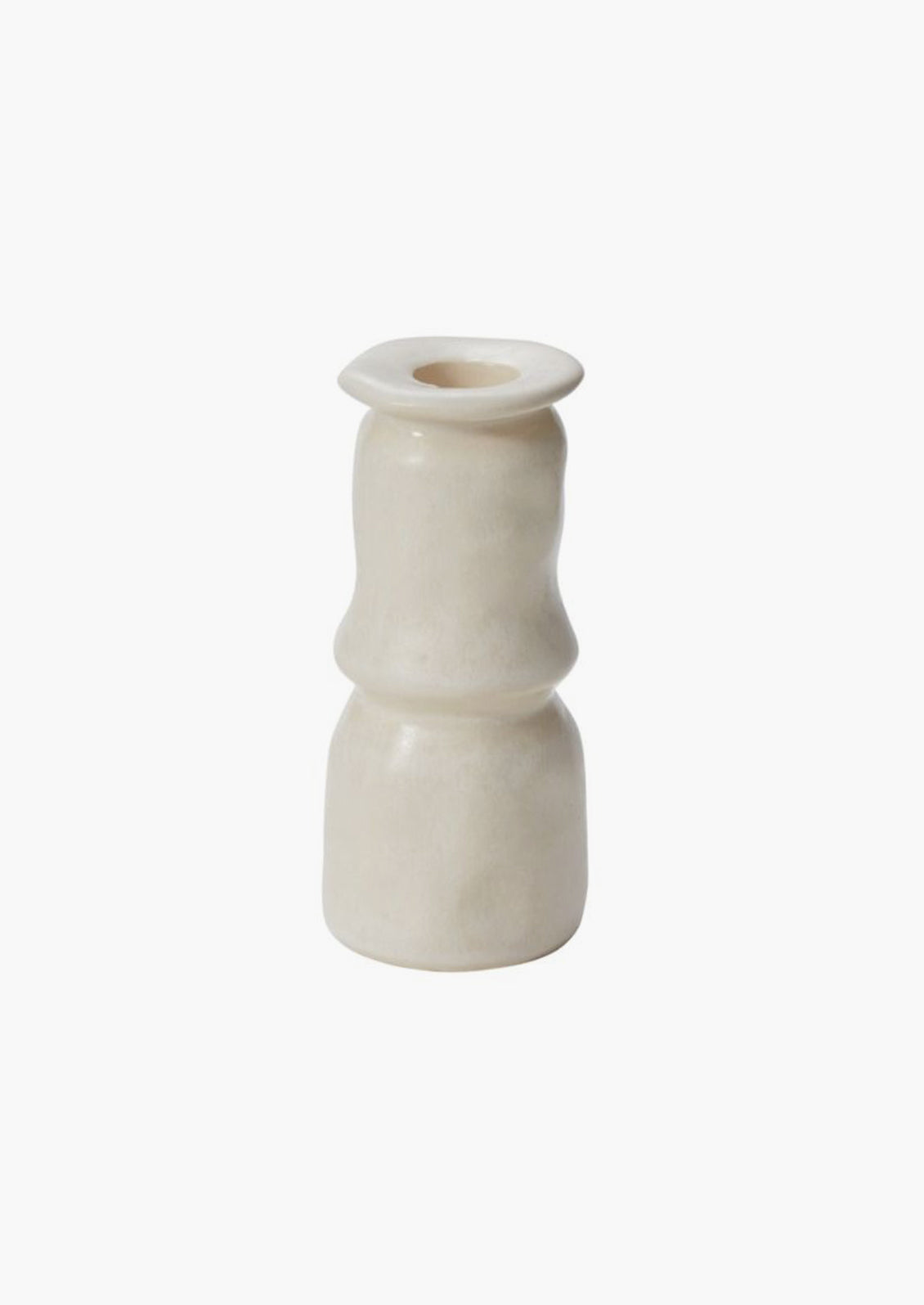Satin finish ceramic candleholders in white.