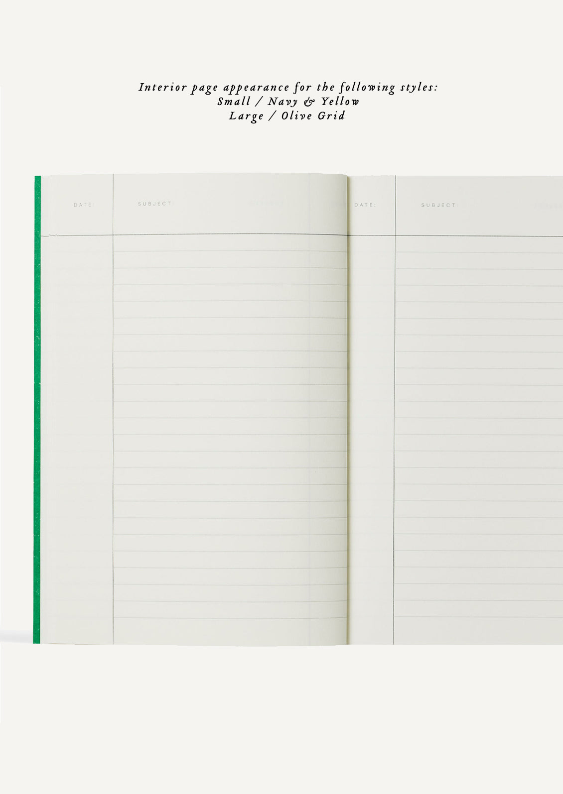 Interior ruled notebook pages.