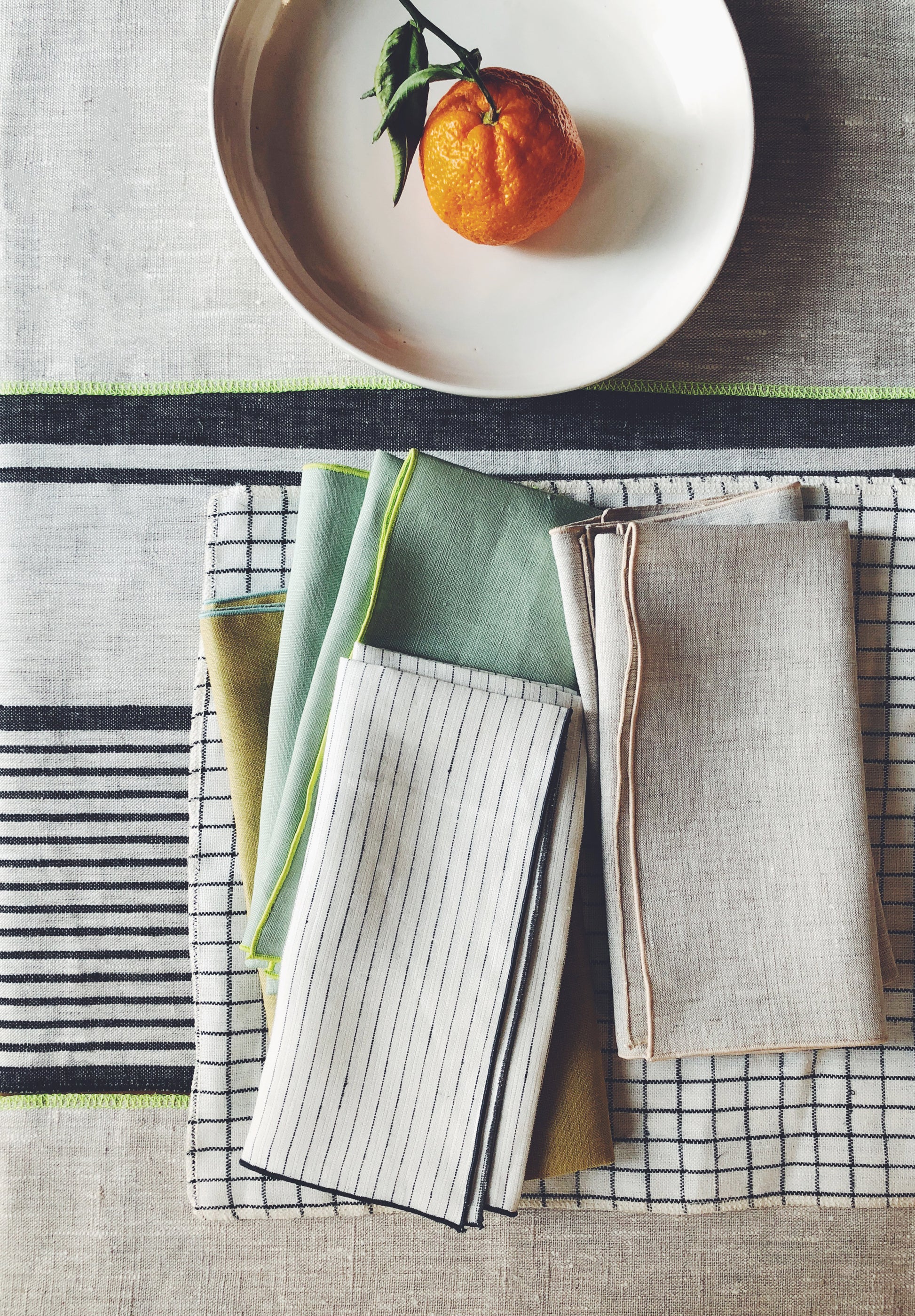 Two-Tone Palette Linen Napkin Set in  - LEIF