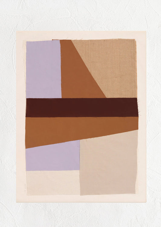 A photographic art print featuring layered fabric in beige and purple.