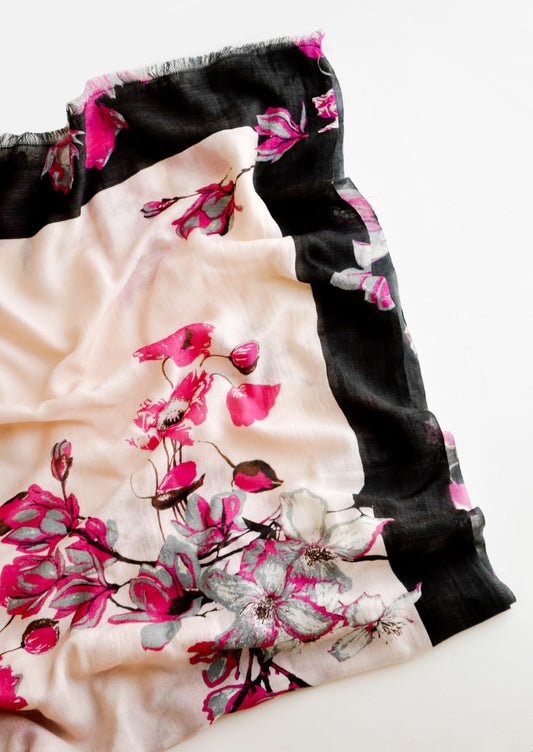 Blooming Dogwood Wool-Silk Scarf in  - LEIF