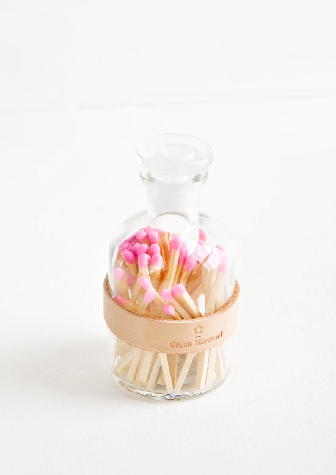 Leather Wrapped Match Jar in Blush - LEIF