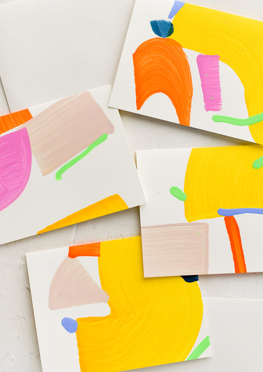 A set of saturated color abstract painted greeting cards.