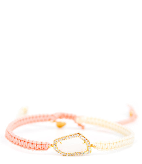 Color Cord Gem Bracelet in Peach / Ivory - LEIF