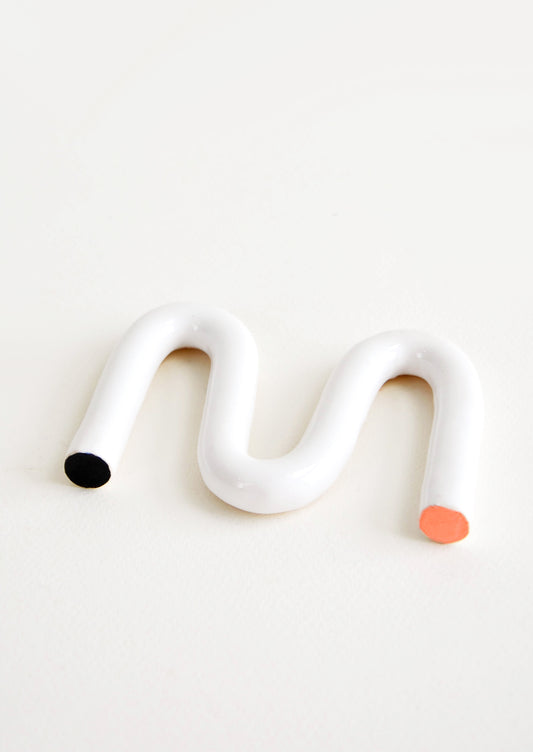 Squiggle Ceramic Soap Dish in Coral / Black - LEIF