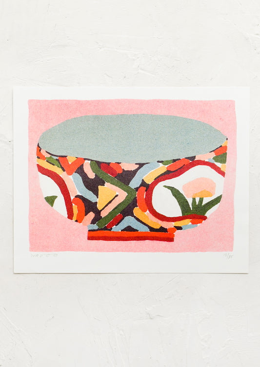 A risograph art print of painted bowl.