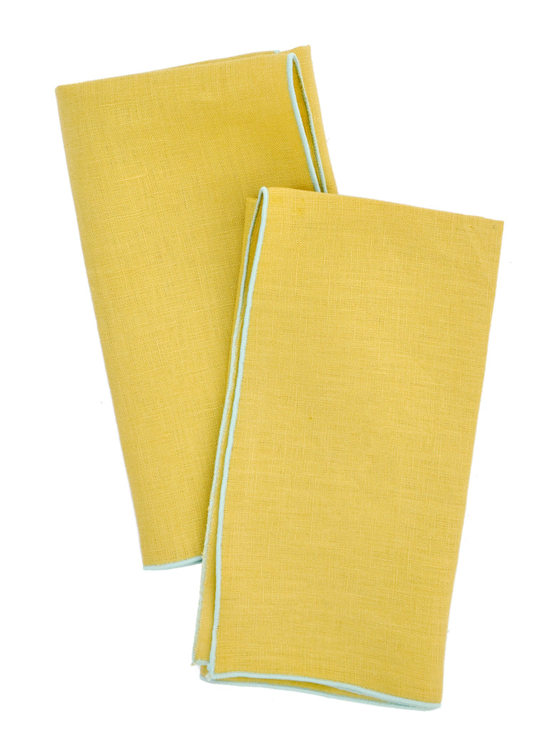 Two-Tone Palette Linen Napkin Set in Rind / Seaglass - LEIF