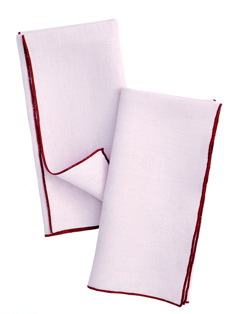 Two-Tone Palette Linen Napkin Set in Thistle / Garnet - LEIF