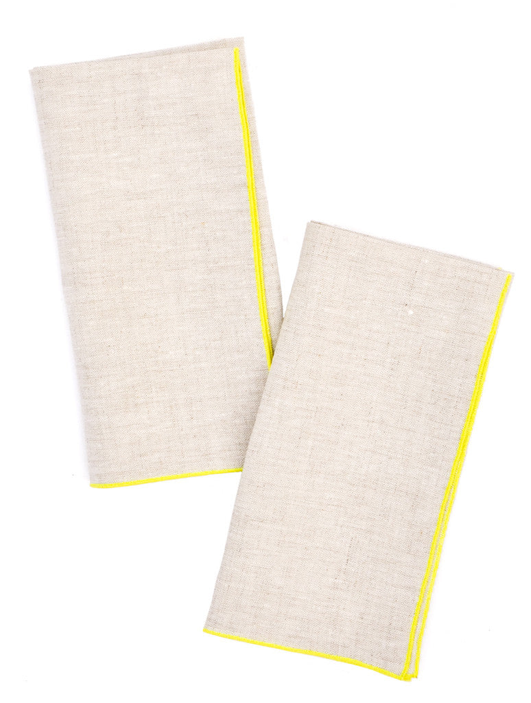 Two-Tone Palette Linen Napkin Set in Wheat / Fluoro - LEIF