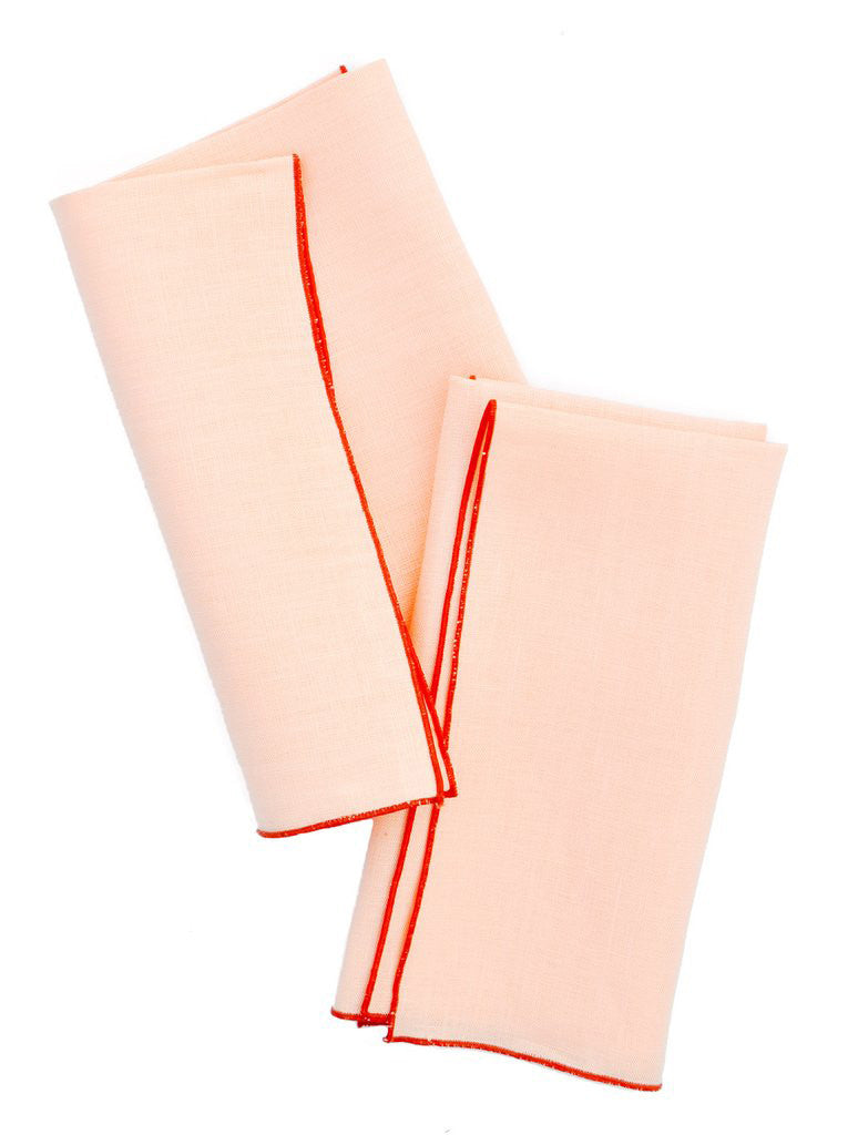 Two-Tone Palette Linen Napkin Set in Papaya / Rust - LEIF