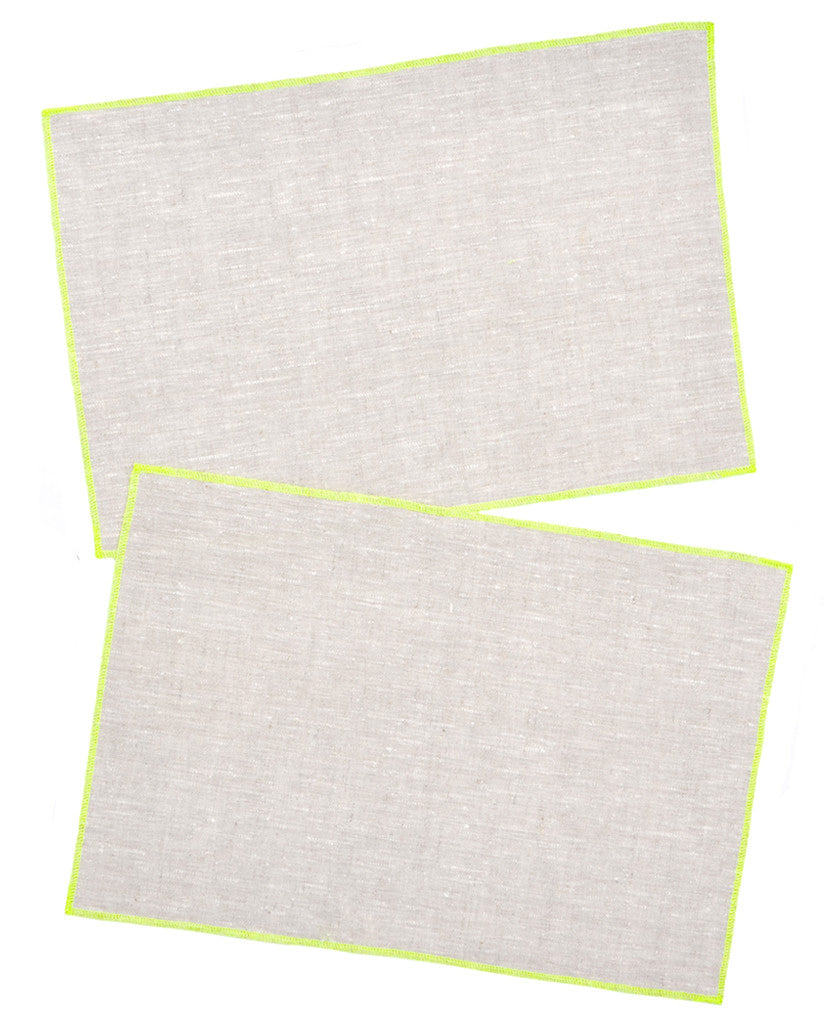 Palette Linen Placemat Set in Oatmeal / Fluoro Yellow - LEIF