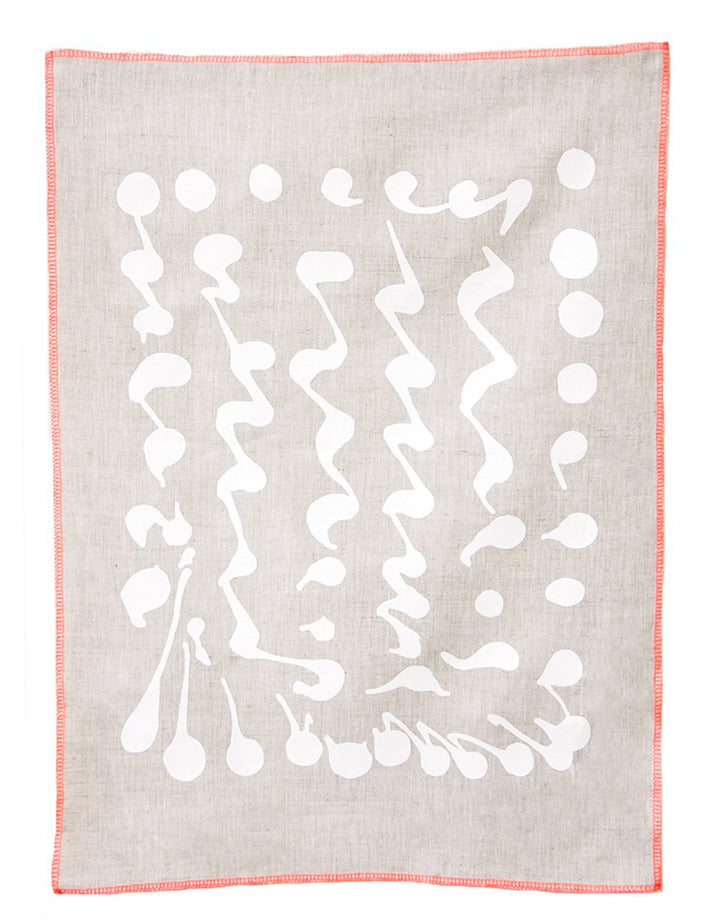 Splatter Squiggle Screen Printed Tea Towel in Natural Linen - LEIF