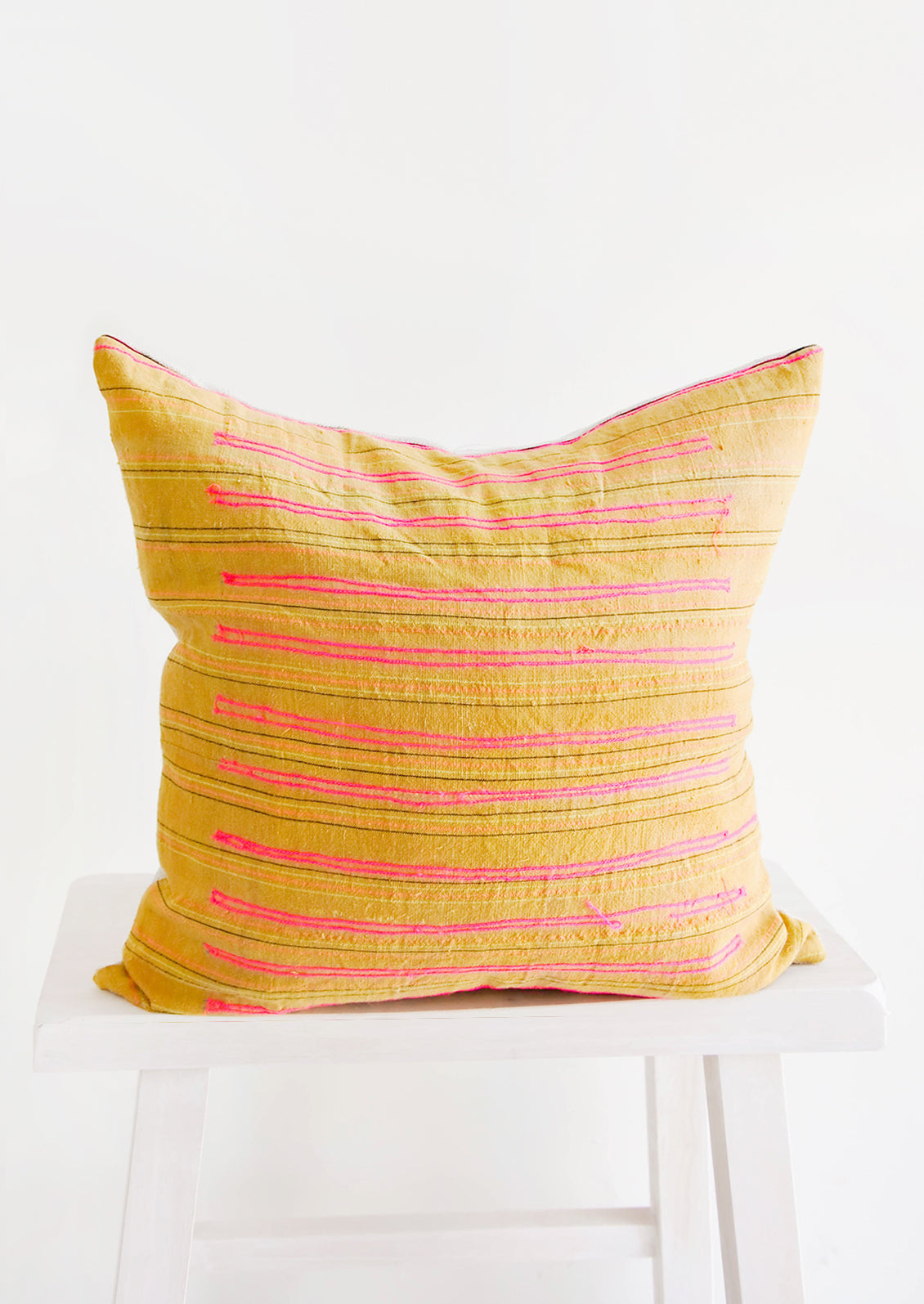 Stitch Stripe Pillow in Ochre in  - LEIF