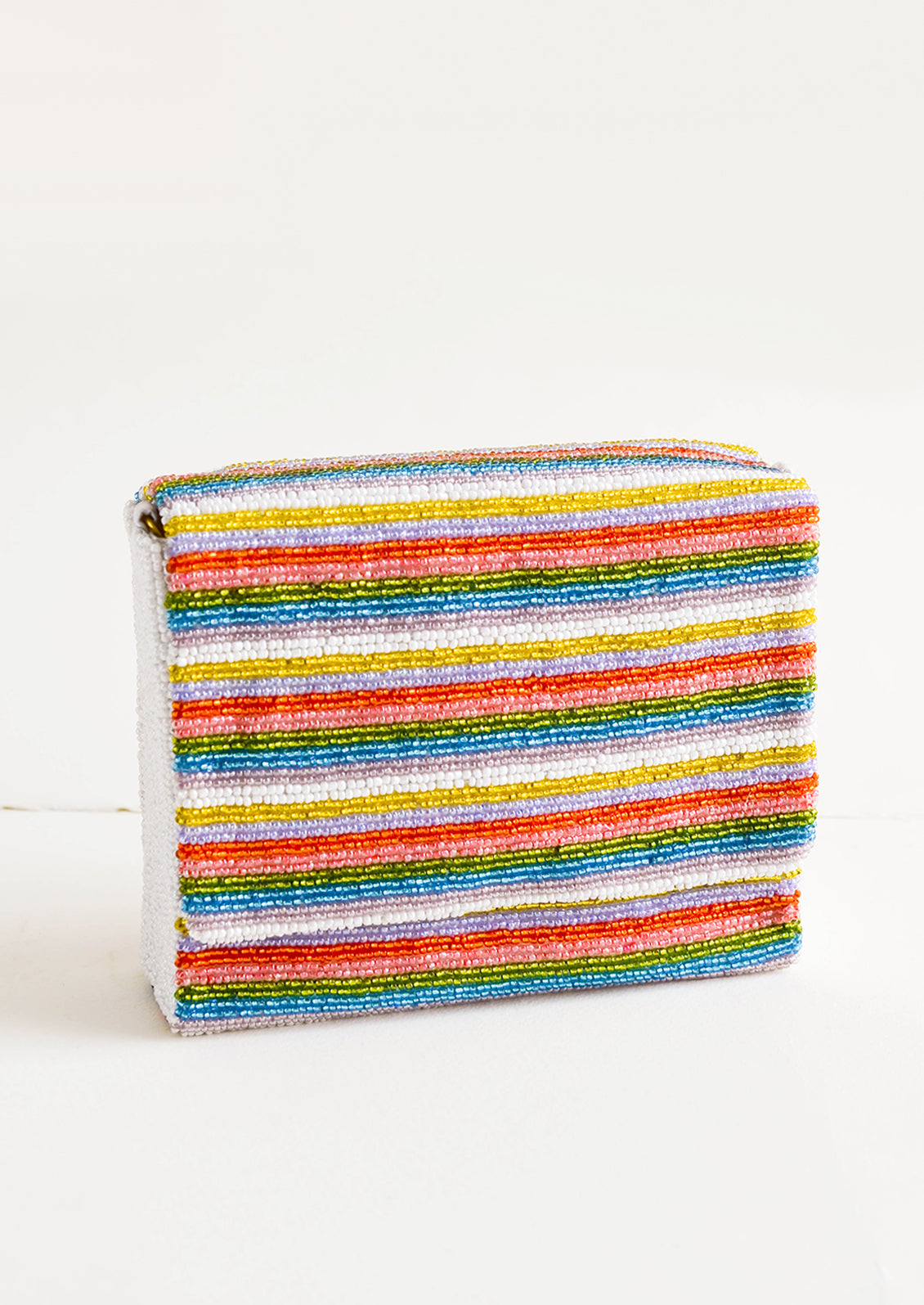 Striped Beaded Box Clutch