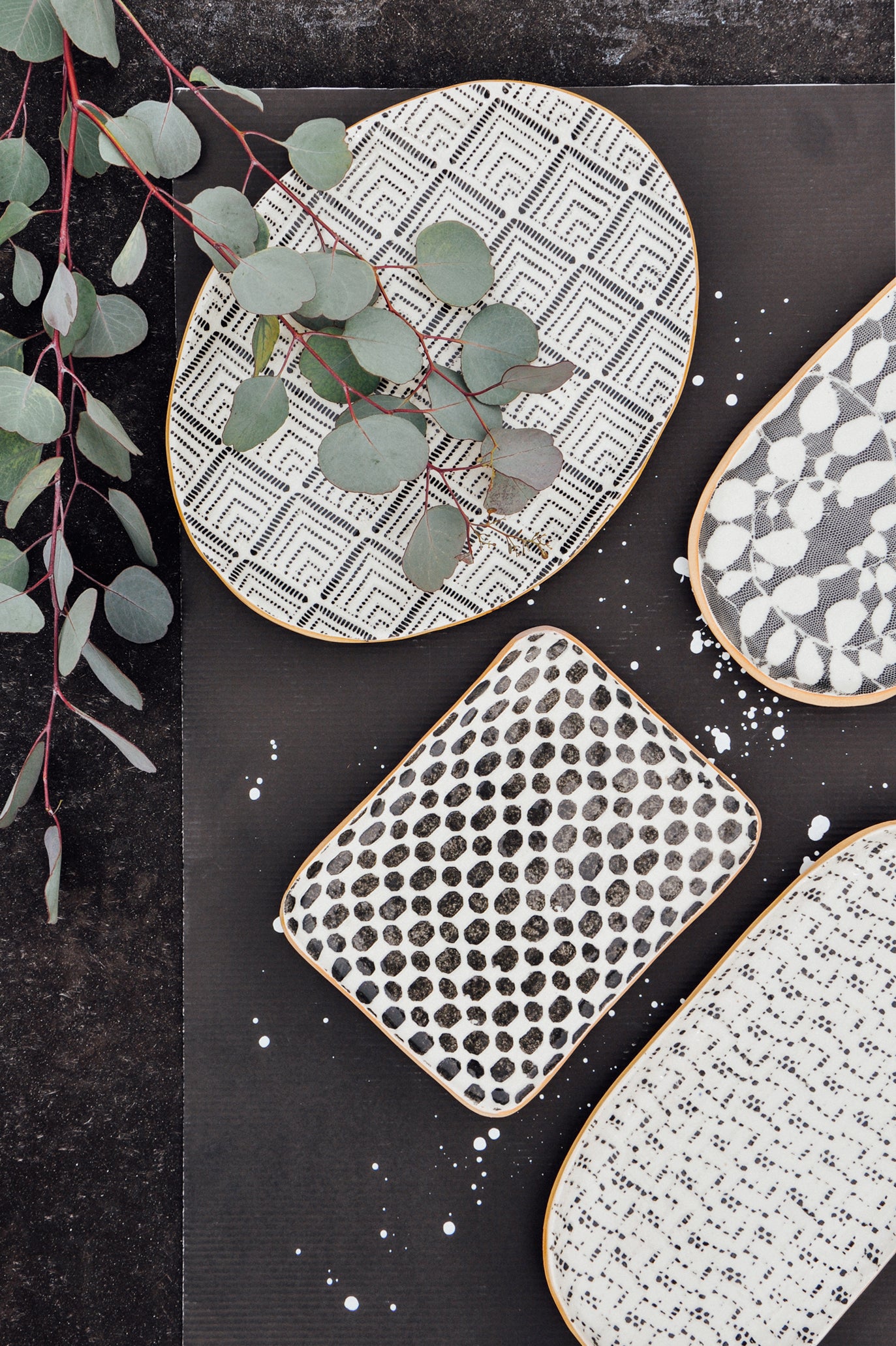 Pressed Pattern Ceramic Tray in  - LEIF