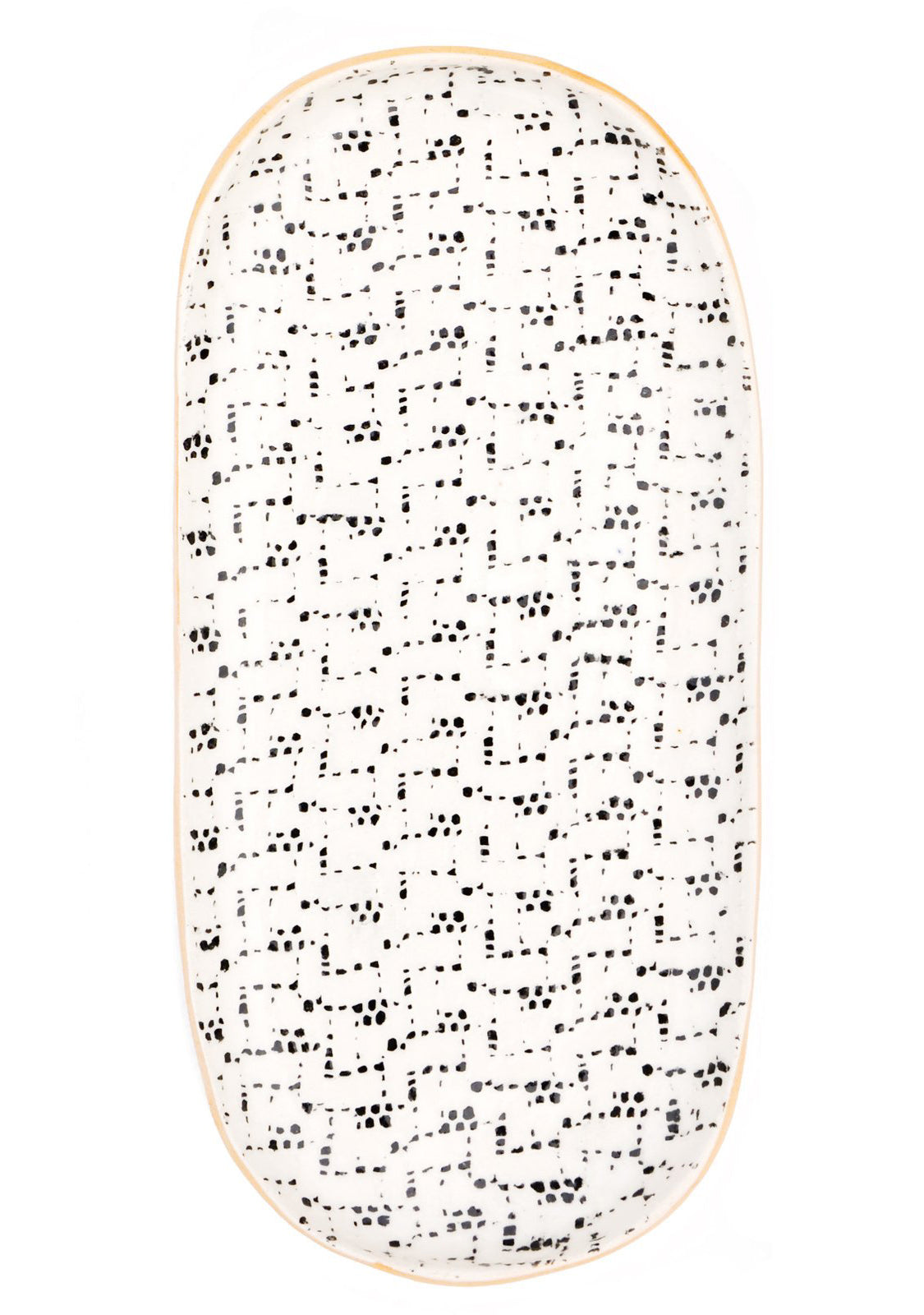 Pressed Pattern Ceramic Tray in Maze / Black - LEIF