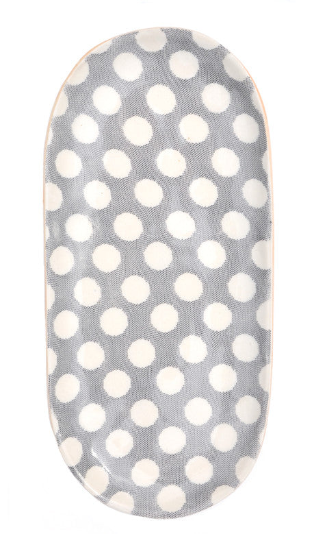 Pressed Lace Bread Tray in Polka Dot / Charcoal - LEIF