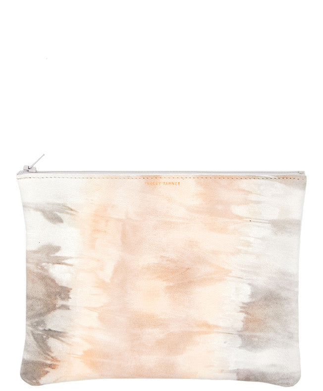 Isoline Leather Zip Pouch in Nude Tie Dye / Large [$65.00] - LEIF