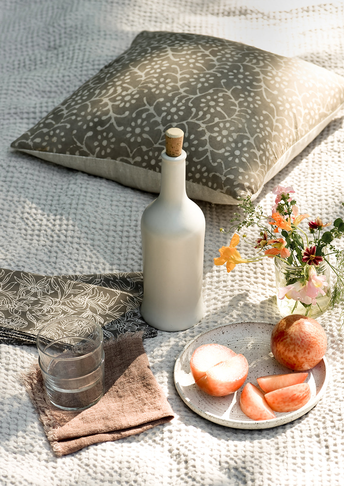 Trailing Flora Block Print Pillow