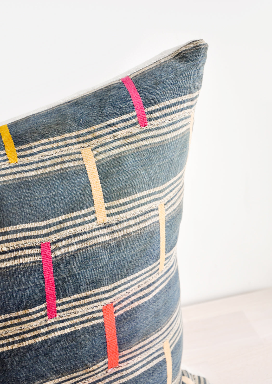 Vintage Embroidered Indigo Pillow in  - LEIF